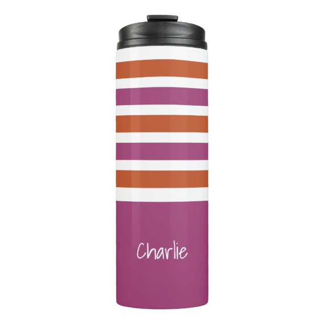 Stripes Pattern custom monogram tumbler (Front)