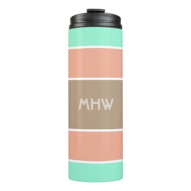 Stripes Pattern custom monogram tumbler (Front)