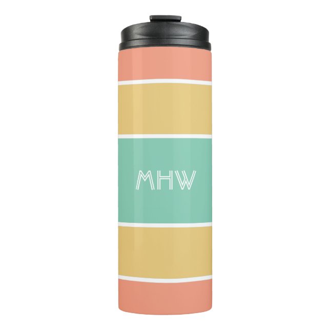 Stripes Pattern custom monogram tumbler (Front)