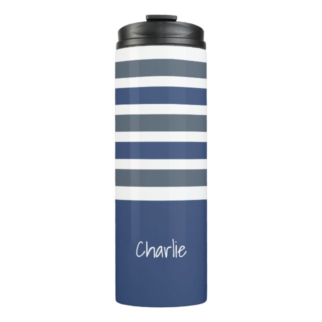 Stripes Pattern custom monogram tumbler (Front)