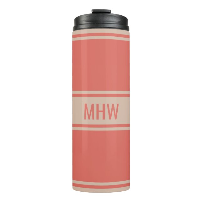 Stripes Pattern custom monogram tumbler (Front)