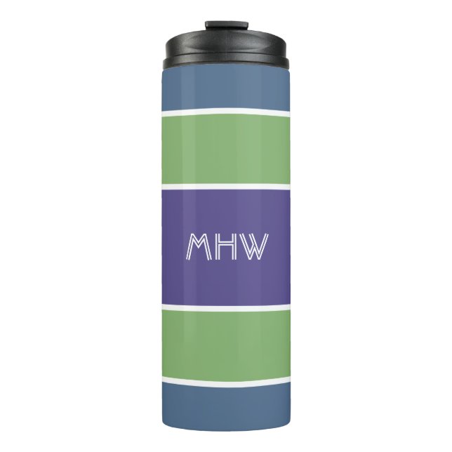 Stripes Pattern custom monogram tumbler (Front)