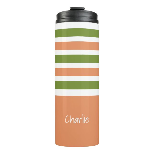 Stripes Pattern custom monogram tumbler (Front)