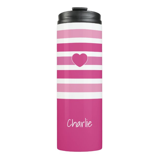 Stripes Pattern custom monogram tumbler (Front)