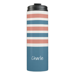 Stripes Pattern custom monogram tumbler