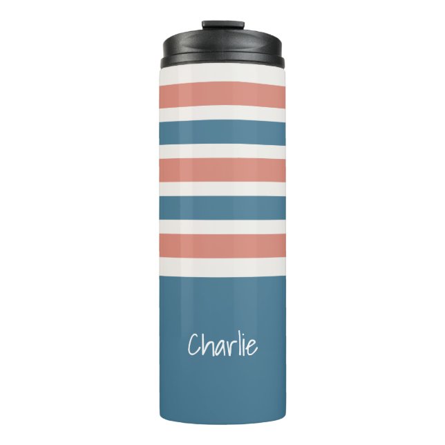 Stripes Pattern custom monogram tumbler (Front)