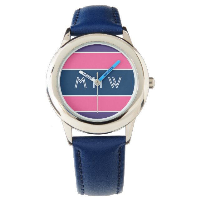 Stripes Pattern custom monogram watches (Front)