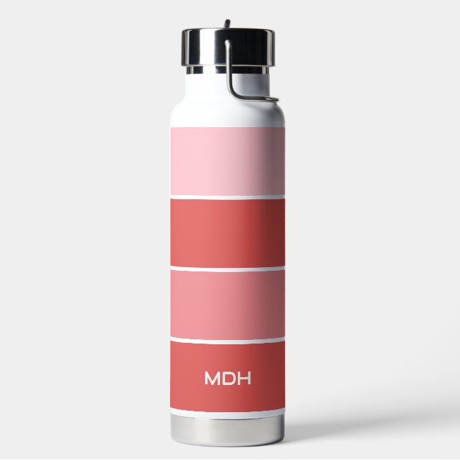 Stripes Pattern Custom Monogram Water Bottle (Left)