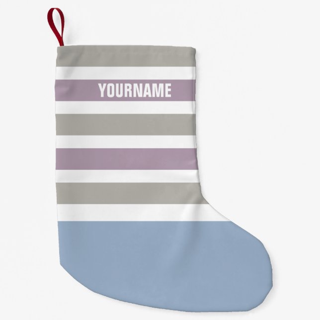 Stripes Pattern custom name Christmas stocking (Front)