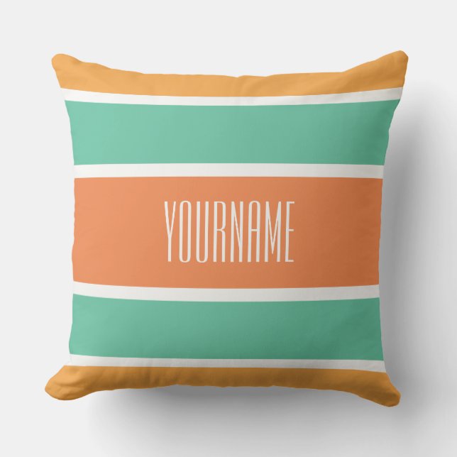 Stripes Pattern custom name throw pillows (Front)