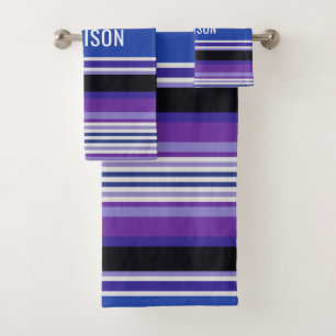 Stripes pattern custom name towel set