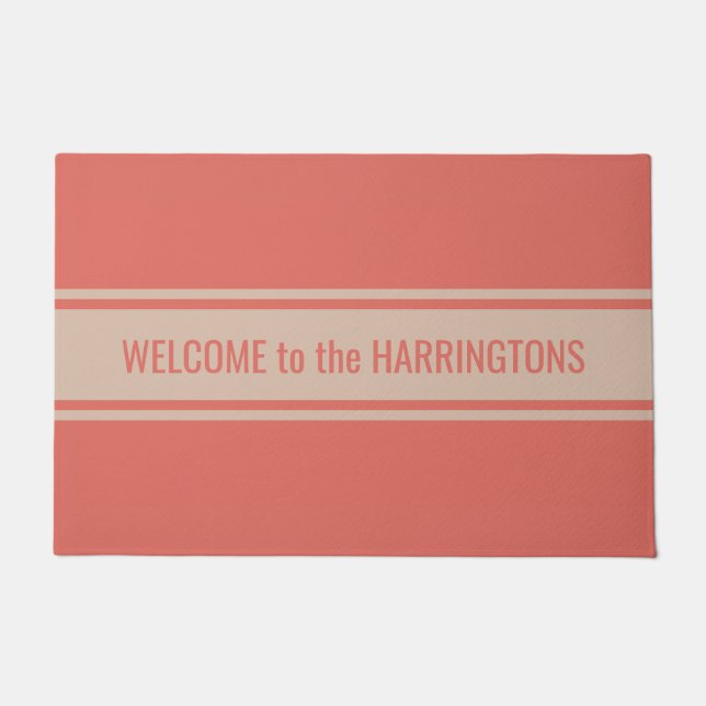 Stripes Pattern custom text doormat (Front)
