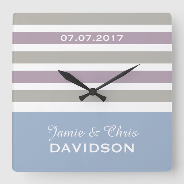 Stripes Pattern custom wedding wall clocks (Front)