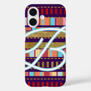 Stripes pattern & name COOL iPhone 16 Case