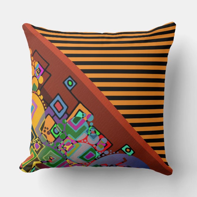 Stripes Pattern narrow black + abstract art Throw Pillow (Front)