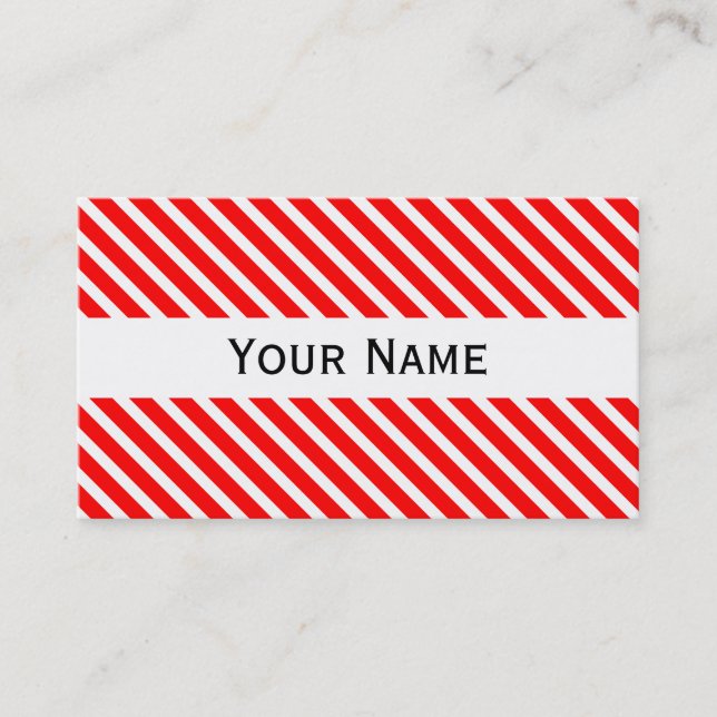 Stripes Pattern narrow white + your backg. & text Business Card (Front)