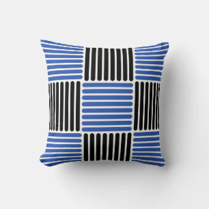 Stripes Pattern Pillow in Blue and Black colours