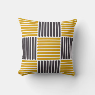 Stripes Pattern Pillow in Gold and Black colours