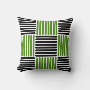 Stripes Pattern Pillow in Green and Black colours