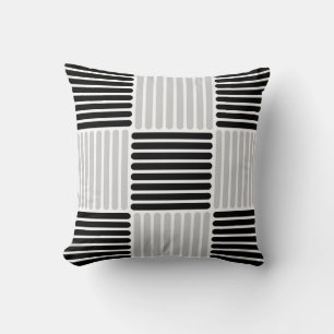 Stripes Pattern Pillow in Silver and Black colours