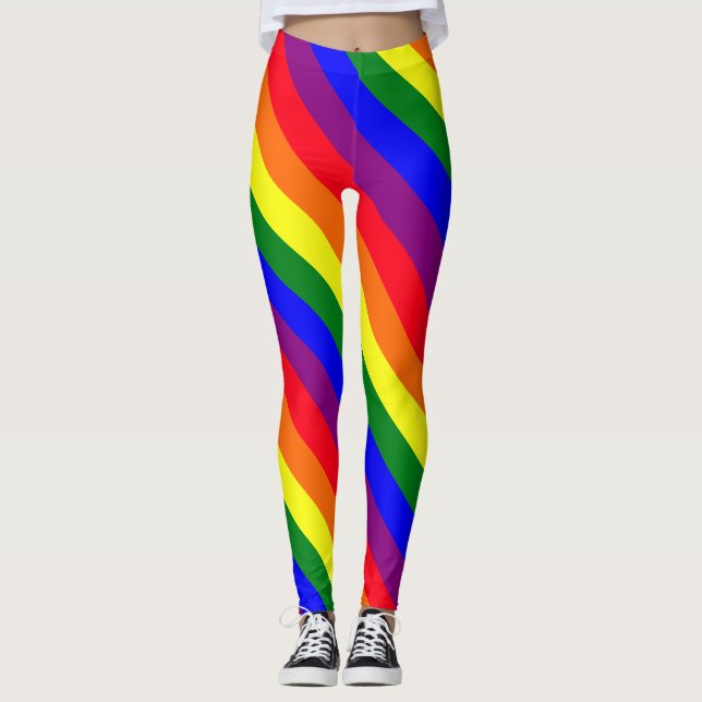 Stripes Pattern Pride Colours Leggings (Front)