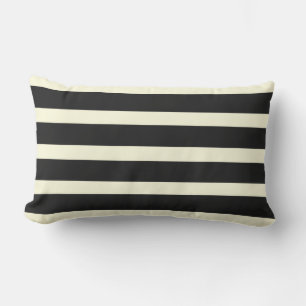 Stripes pattern two tone black cream lumbar pillow