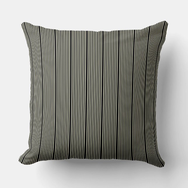 Stripes pattern two tone black cream throw pillow (Front)