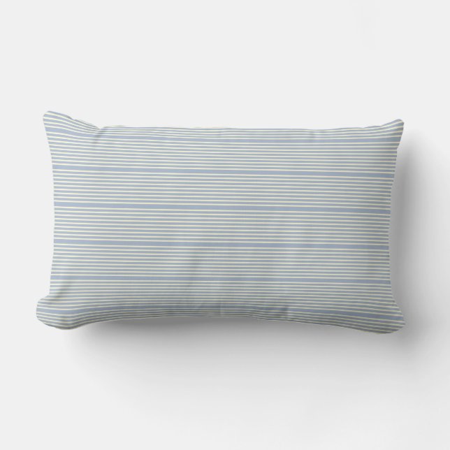 Stripes pattern two tone blue cream lumbar pillow (Front)