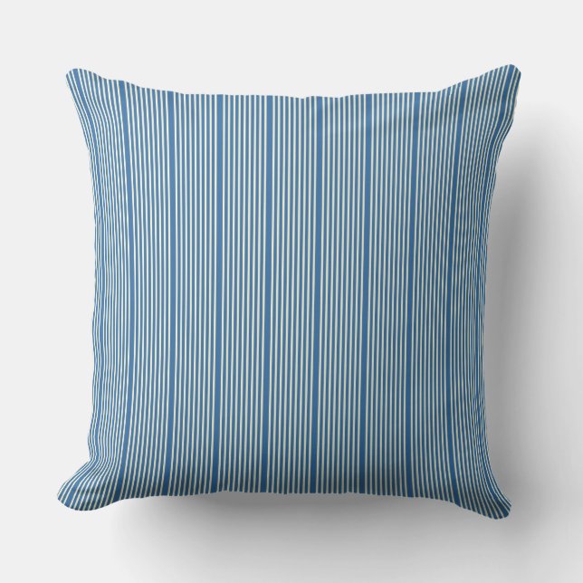 Stripes pattern two tone blue cream throw pillow (Front)