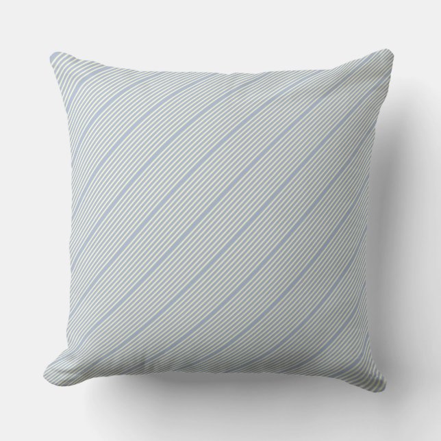 Stripes pattern two tone blue cream throw pillow (Front)