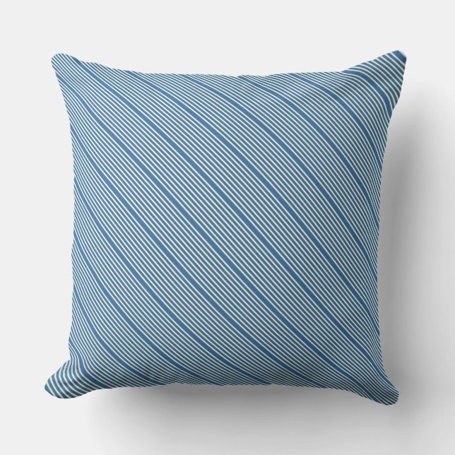 Stripes pattern two tone blue cream throw pillow (Front)