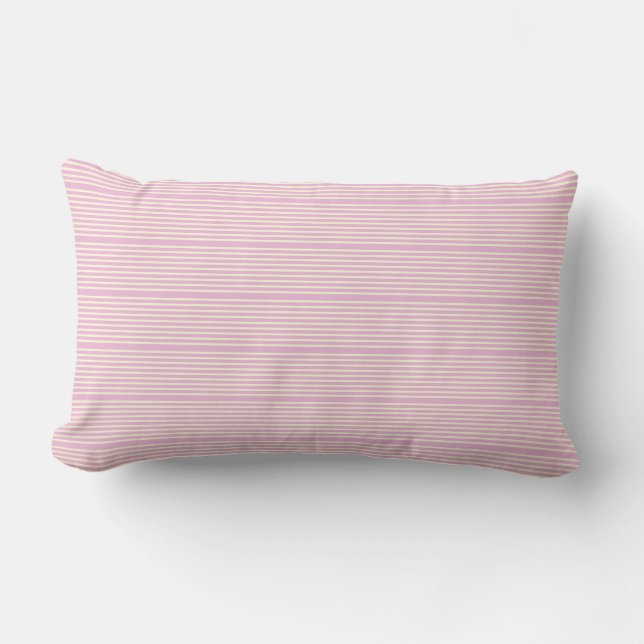 Stripes pattern two tone pink cream lumbar pillow (Front)