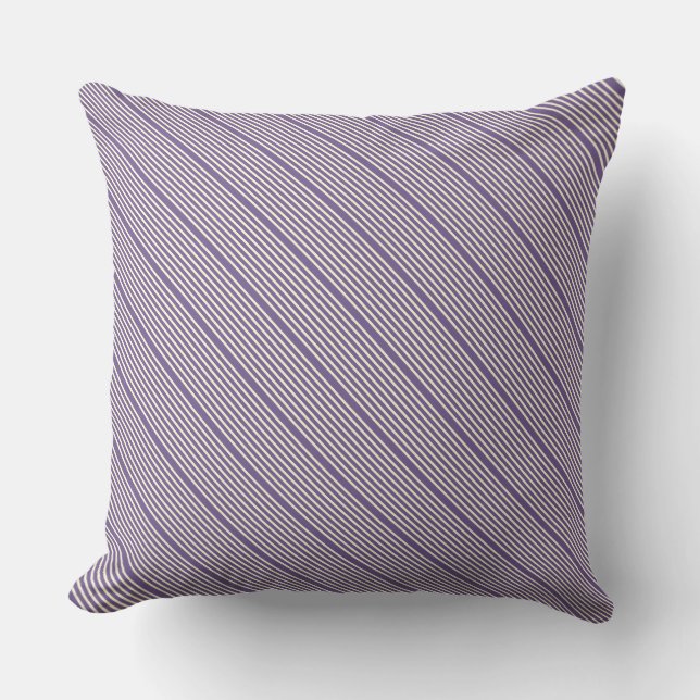 Stripes pattern two tone purple cream throw pillow (Front)