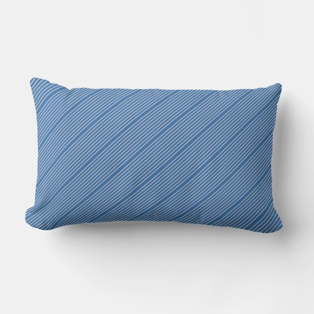 Stripes pattern two tones of blue lumbar pillow (Front)