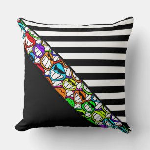Stripes Pattern wide black + cool Throw Pillow