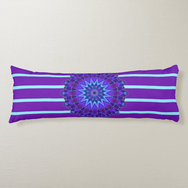 Stripes Pattern wride purple & Mandala + backg. Body Pillow (Front)