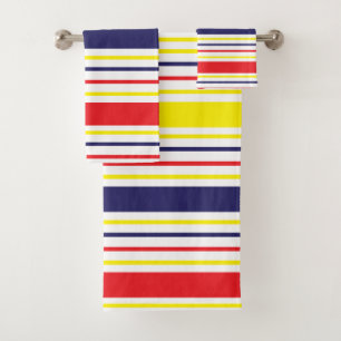 Stripes Patterns Colourful Summer Modern Bath Towel Set