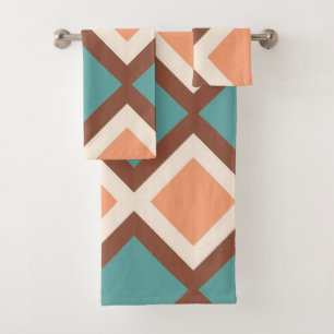 Stripes peach brown bath towel set