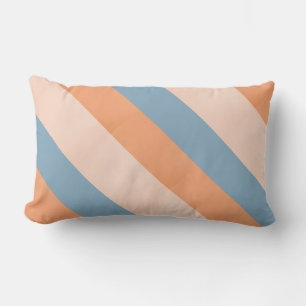 Stripes peach grey orange lumbar pillow
