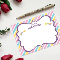Stripes Personalized Teacher Stationery Note
