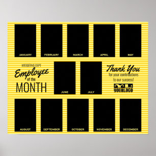 Stripes photo employee of the month recognition poster