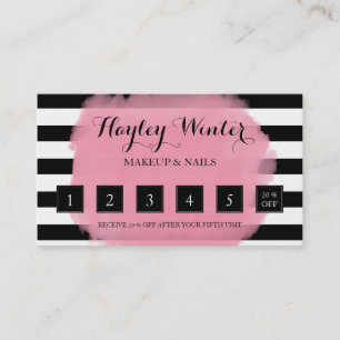 Stripes Pink Black White Makeup Artist Loyalty Card