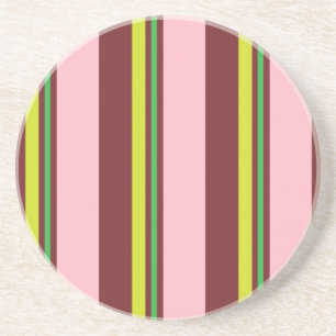 Stripes/Pink Burgundy Yellow & Lime Green Coaster