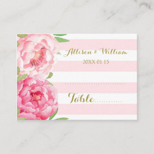 Stripes Pink Floral Table Place Setting Cards