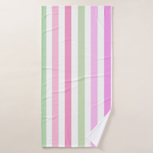 Stripes, pink, green bath towel (Bath Towel)