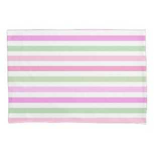 Stripes, pink, green pillowcase