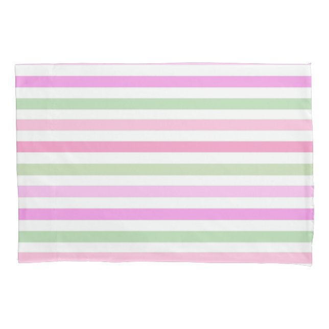 Stripes, pink, green  pillowcase (Front)