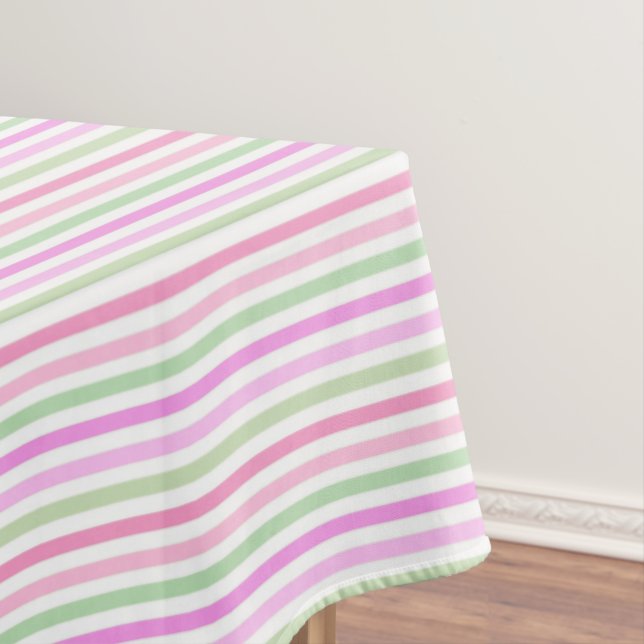 Stripes, pink, green tablecloth (In Situ)