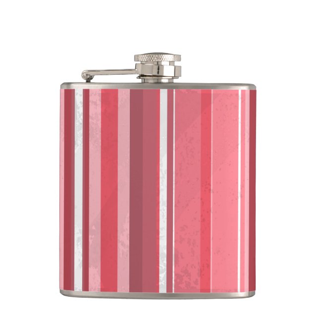 Stripes Pink Hip Flask (Front)
