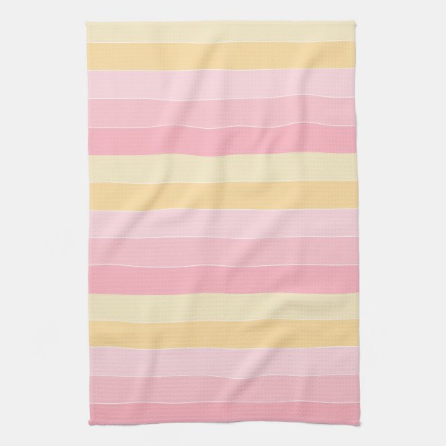 Stripes Pink Purple Yellow  Colours Trendy Elegant Kitchen Towel (Vertical)
